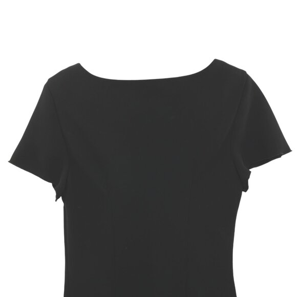 Vintage 90s Dressbarn Black Flutter Sleeve Dress Asymmetrical Hem Made in USA 12 - Picture 10 of 12